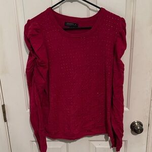 Joseph A Women's Vibrant Red Ruffle Sleeve Sweatshirt